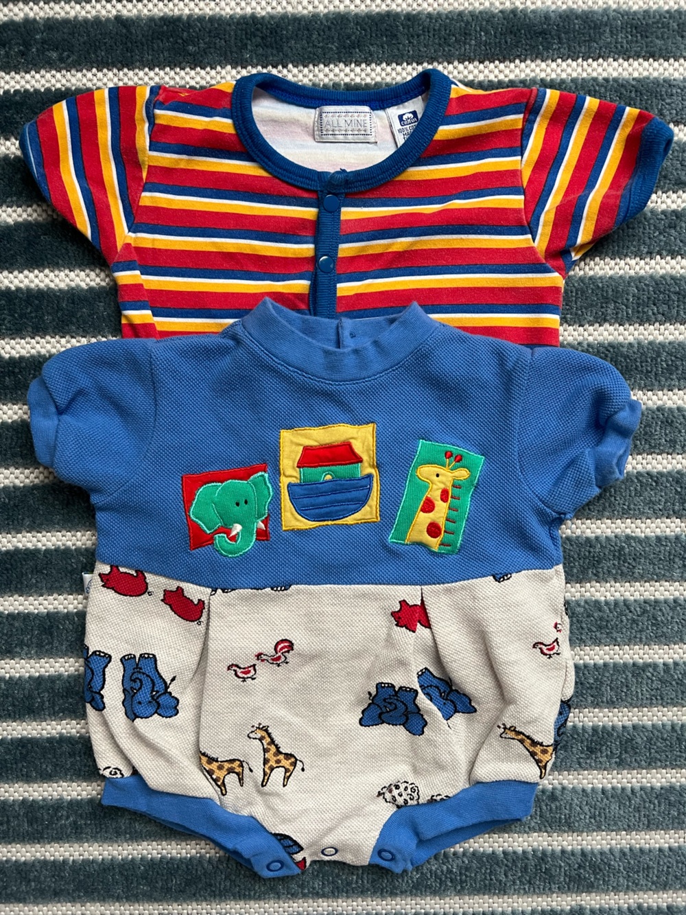 Vintage boys Pipiniki bubble romper/All Mine one-piece bundle